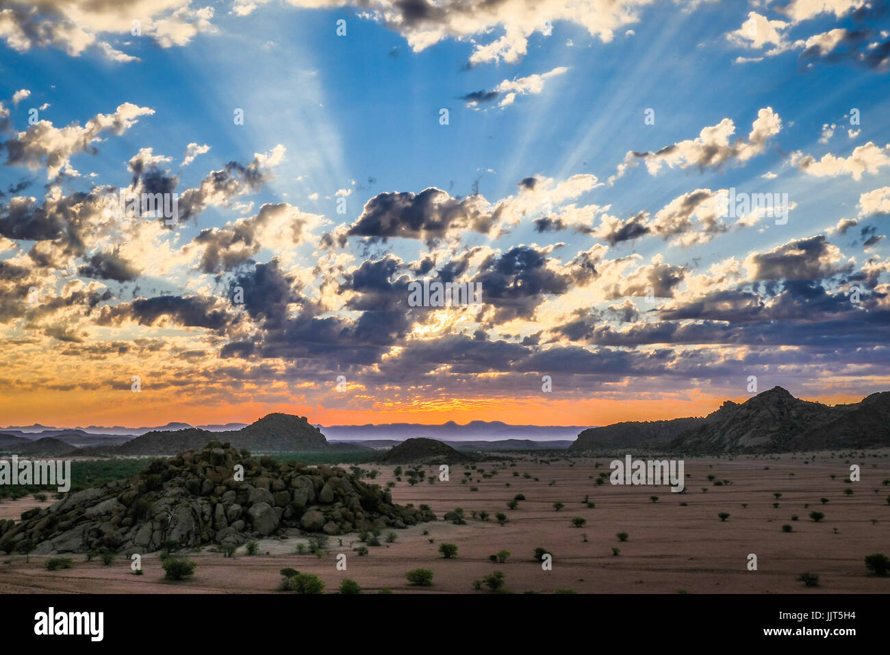 Sunset in the Namib Desert, one of the world's oldest deserts. Namibia, Africa Stock Photo