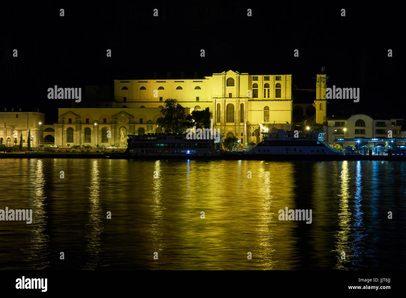 Lake Garda at night. Riva del Garda. Italy Stock Photo