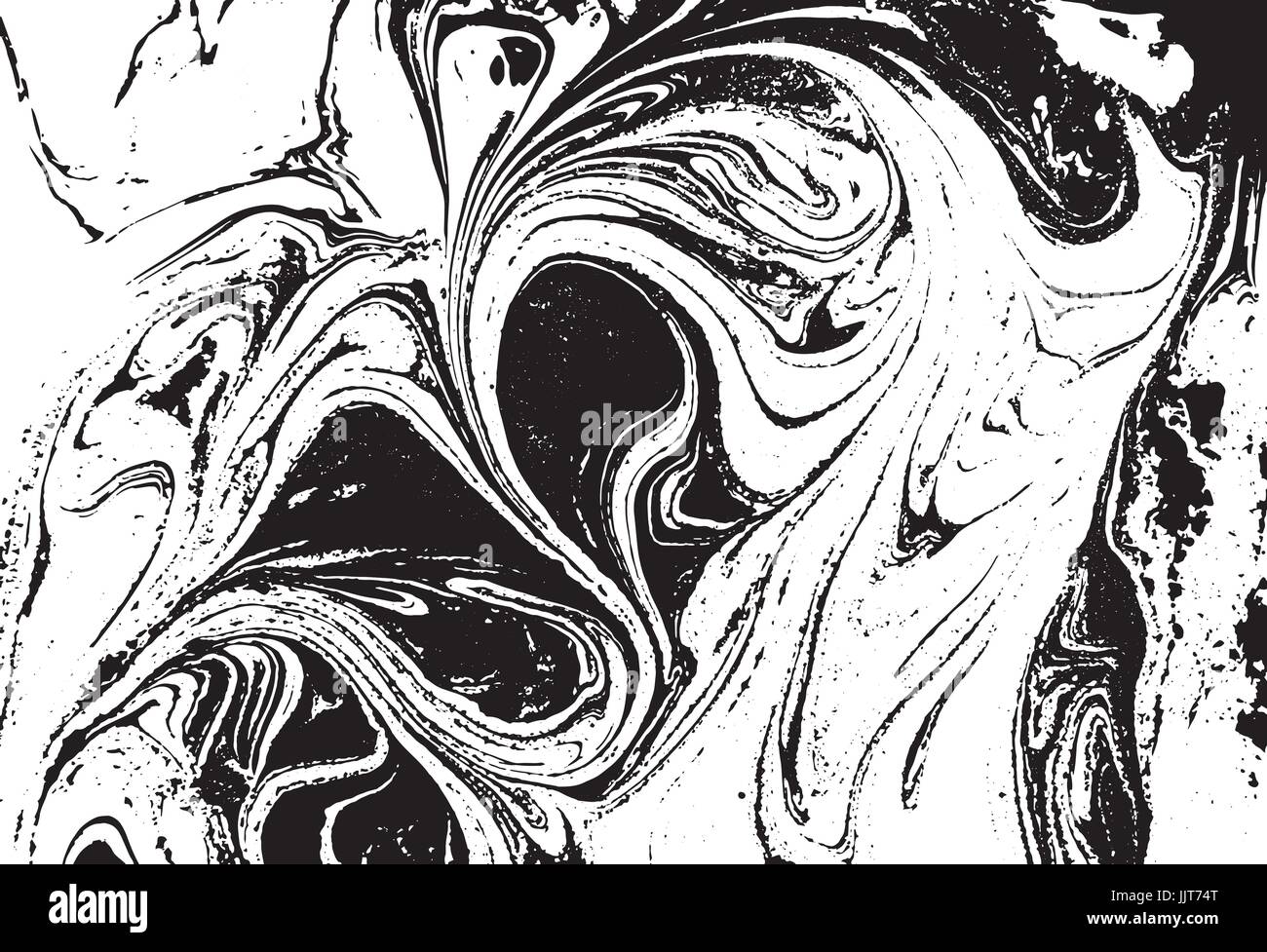 Black and white liquid texture. Watercolor hand drawn marbling ...