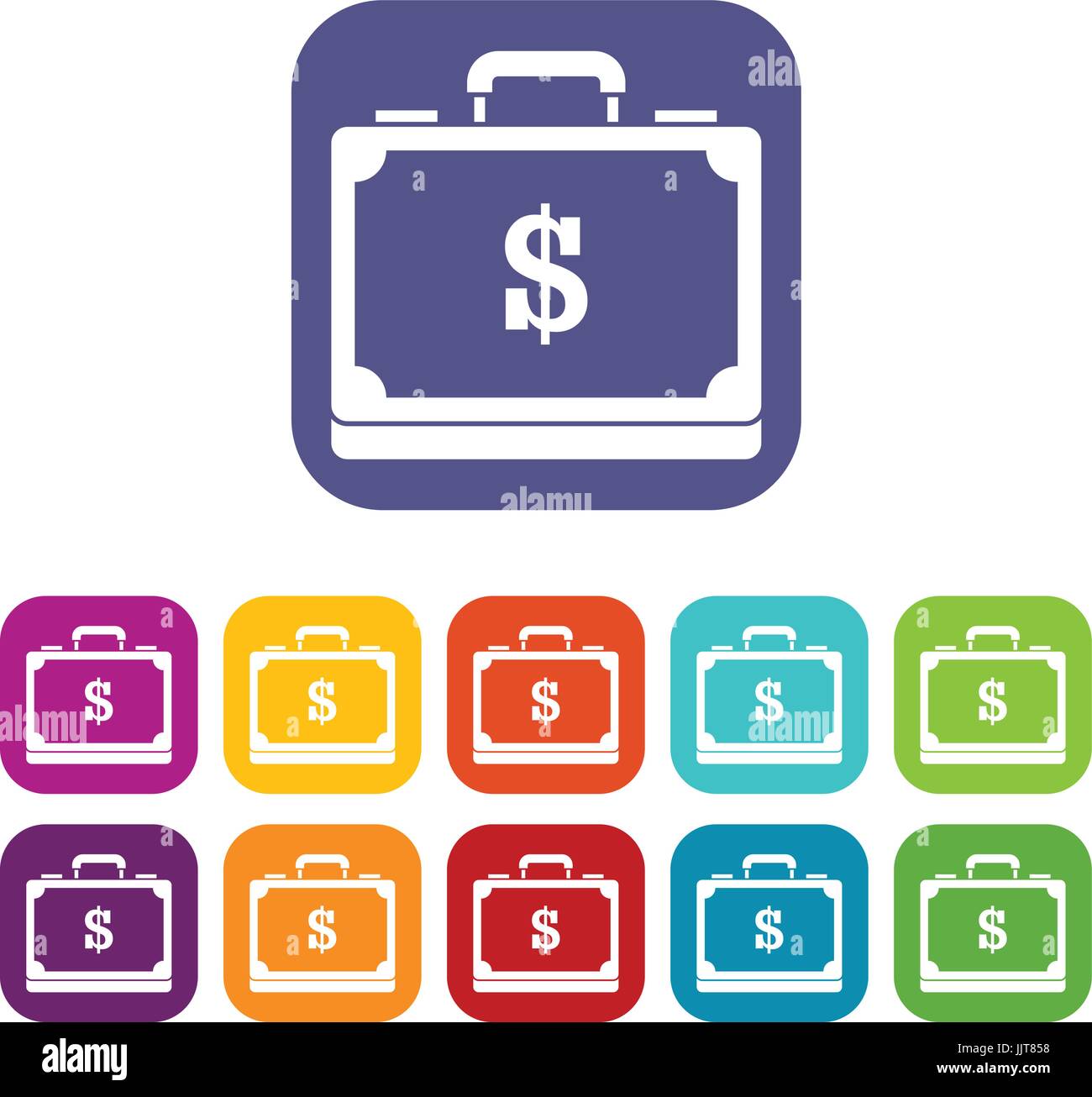 Briefcase full of money icons set Stock Vector Image & Art - Alamy