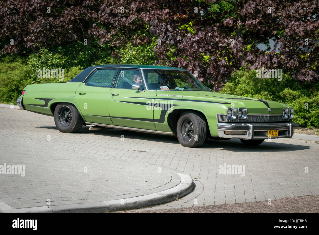 DEN BOSCH, THE NETHERLANDS - MAY 10, 2015: Green 1974 Buick Le Sabre classic car. Stock Photo