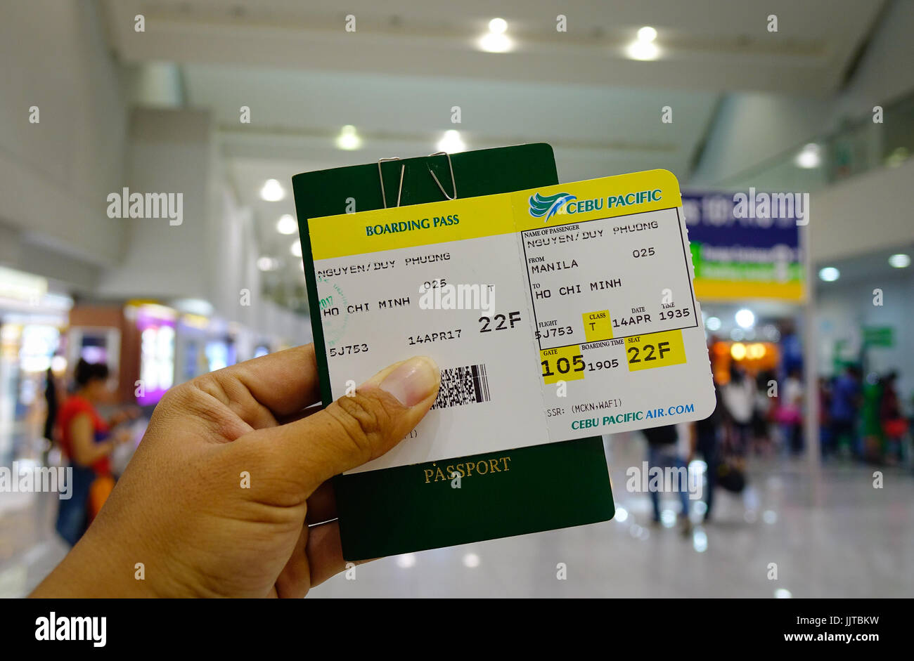 Manila, Philippines - Apr 14, 2017. Air ticket with travel documents at  NAIA Airport in Manila, Philippines. NAIA is the main international gateway  fo Stock Photo - Alamy