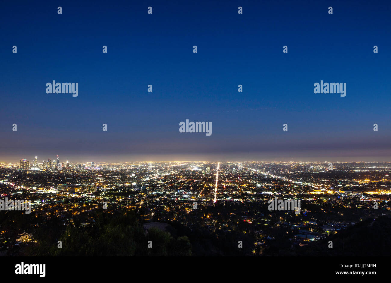 Los Angeles night view from Griffith observatory. California. USA Stock Photo