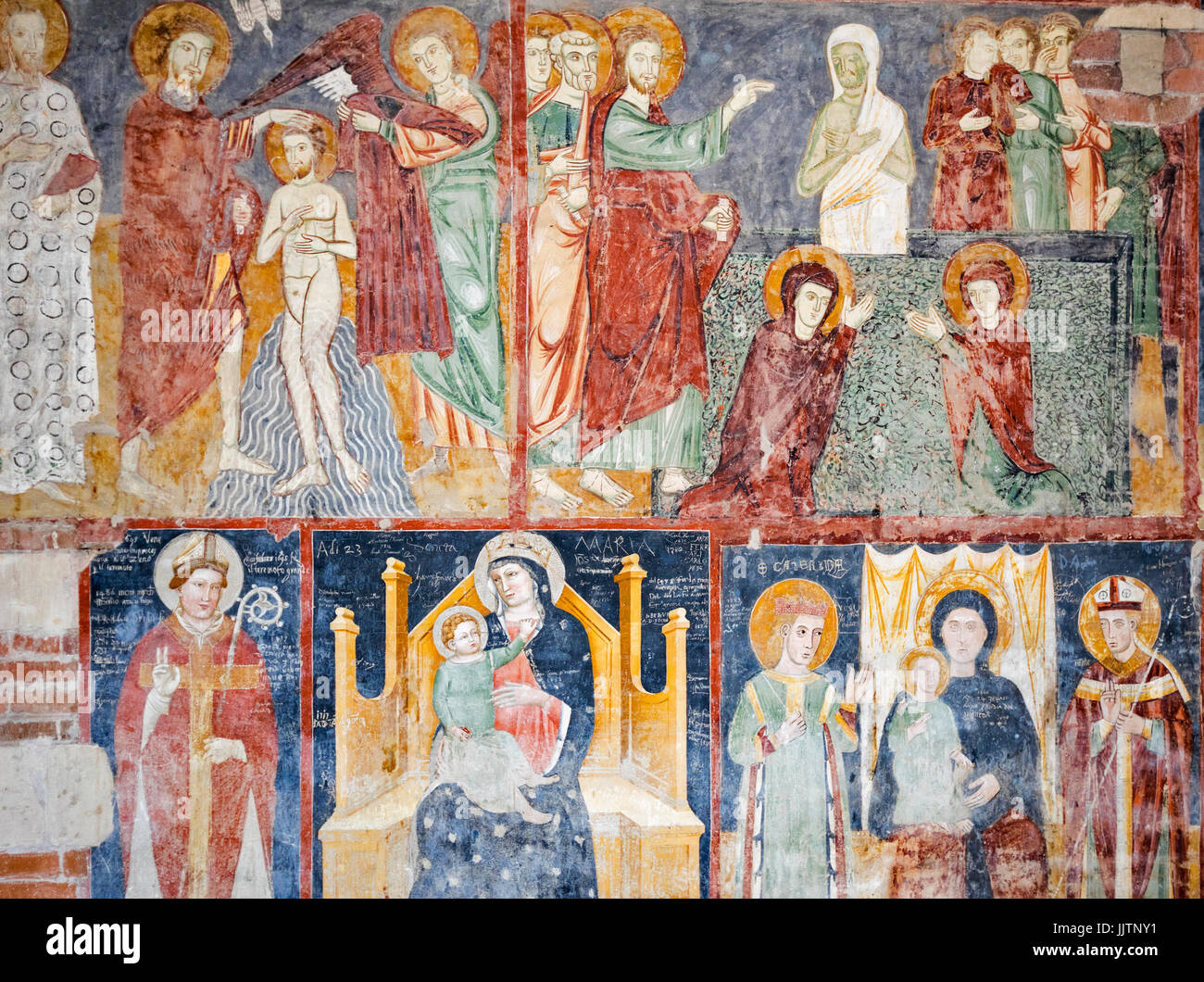VERONA ITALY THE BASILICA DI SAN ZENO FRESCOES ON THE WALL THE