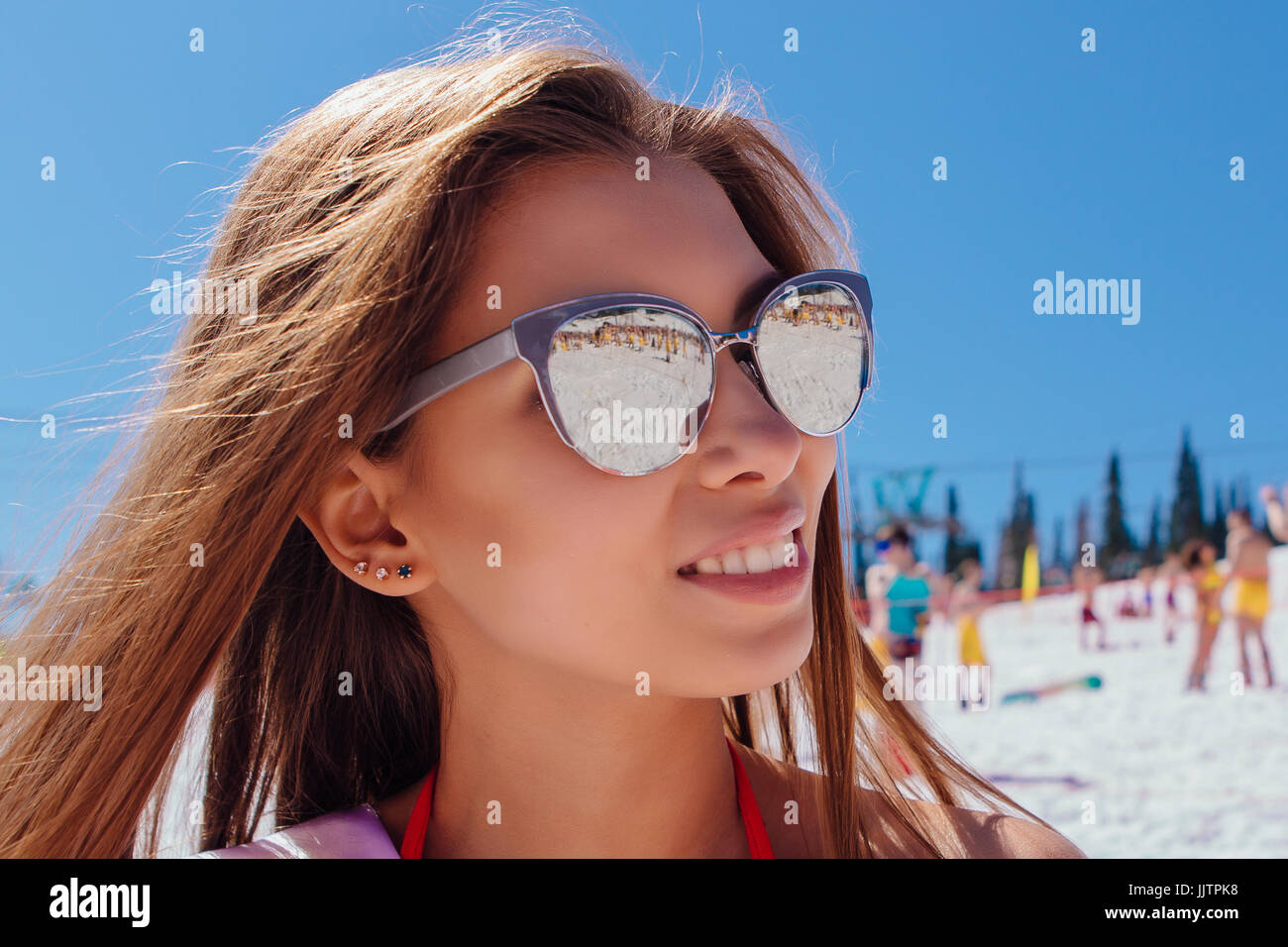 Beautiful girl in bikini with sunglasses Stock Photo