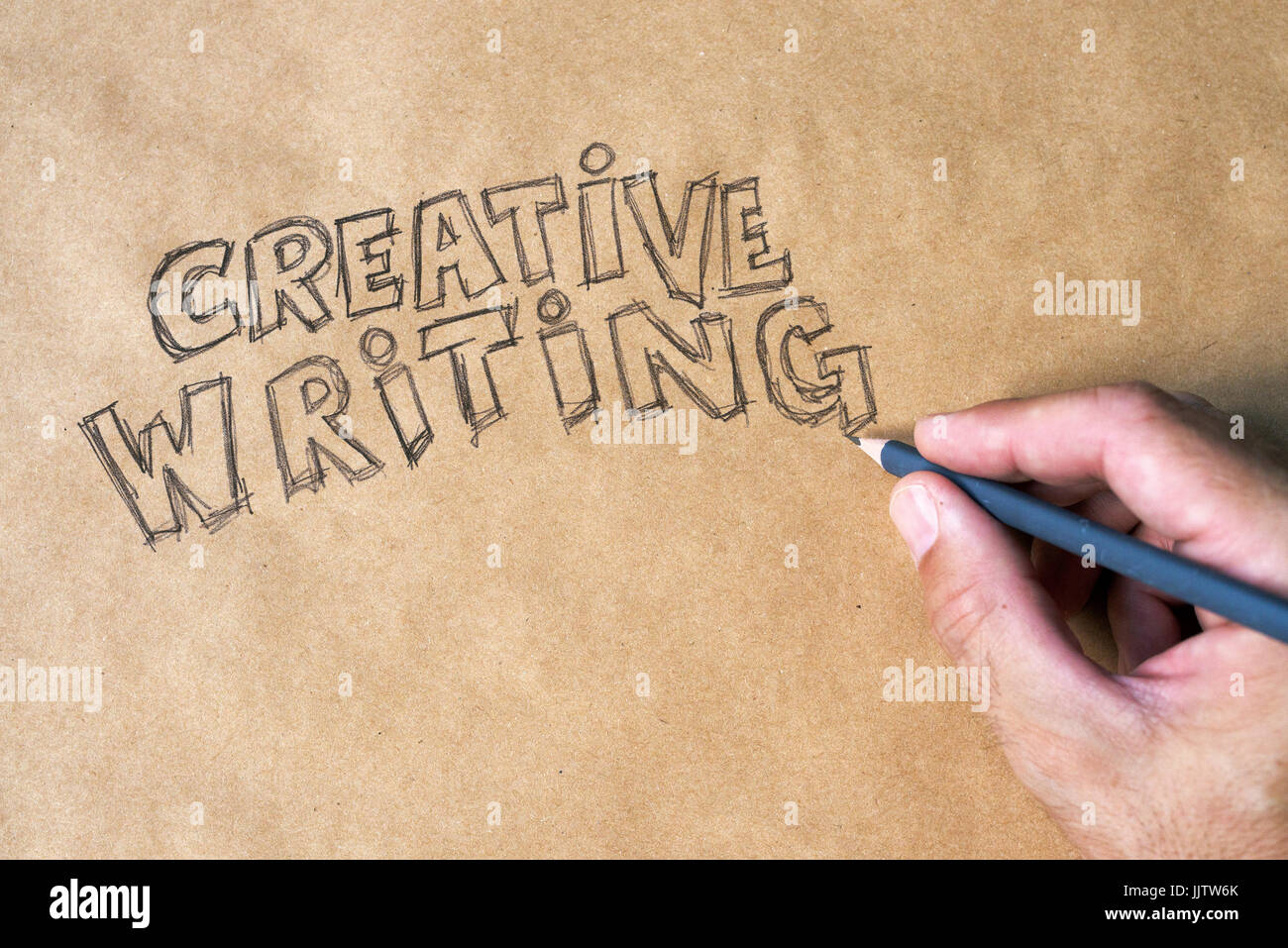 Creative writing, concept of learning and mastering creative process outside the bounds of normal professional, journalistic or academic literature Stock Photo