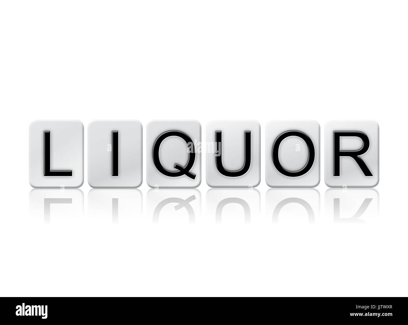 The word Liquor concept and theme written in white tiles and isolated