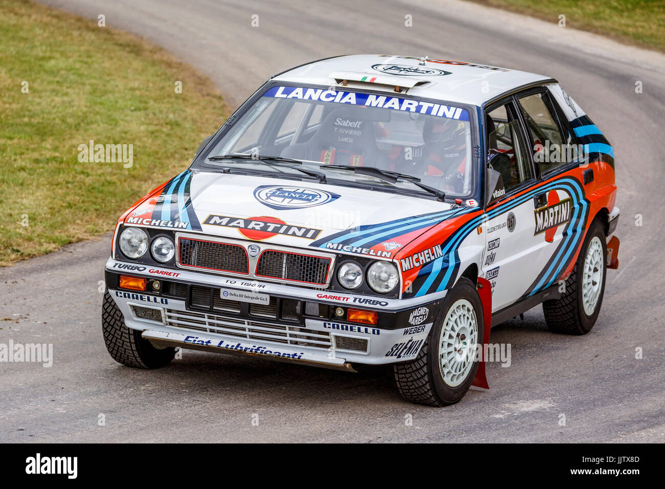 1991 Lancia Delta Integrale Evoluzione with driver Gianfranco Gentile at the 2017 Goodwood Festival of Speed, Sussex, UK. Stock Photo