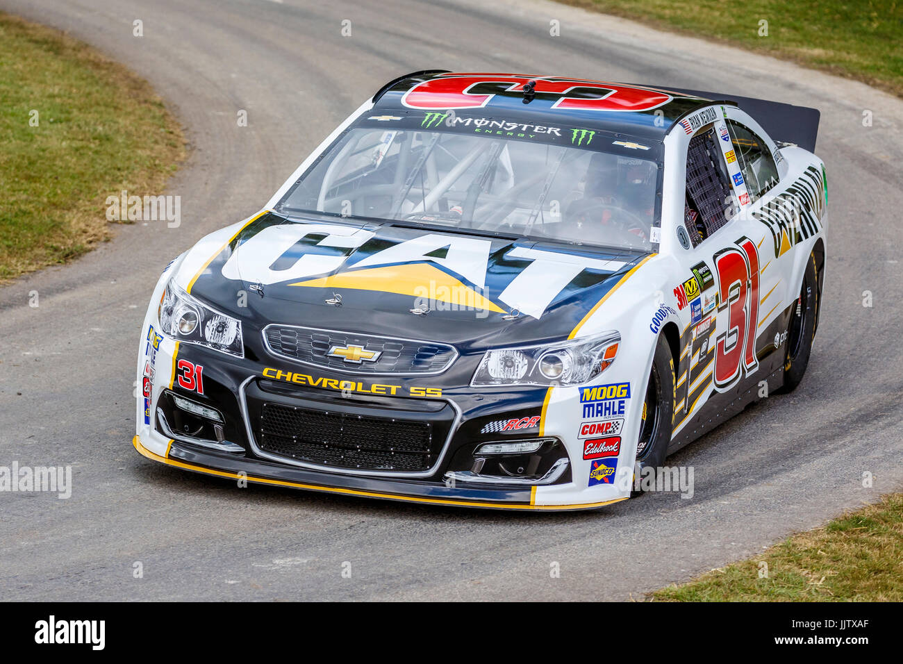 2017 Chevrolet SS NASCAR with driver Brian Vickers at the 2017 Goodwood Festival of Speed, Sussex, UK. Stock Photo