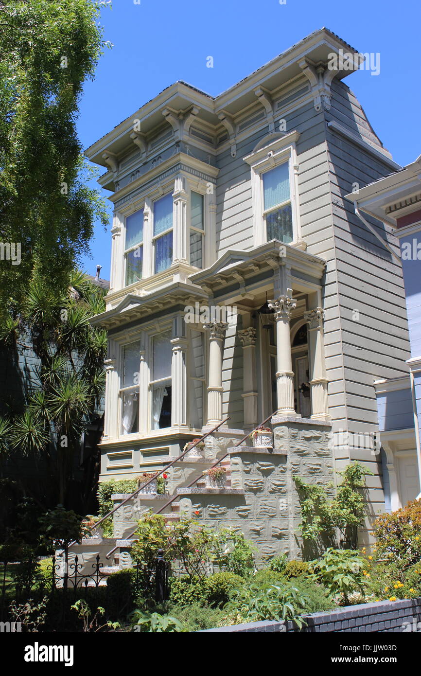 Italianate House built 1880s, Lower Pacific Heights, Upper Fillmore, San Francisco, California Stock Photo