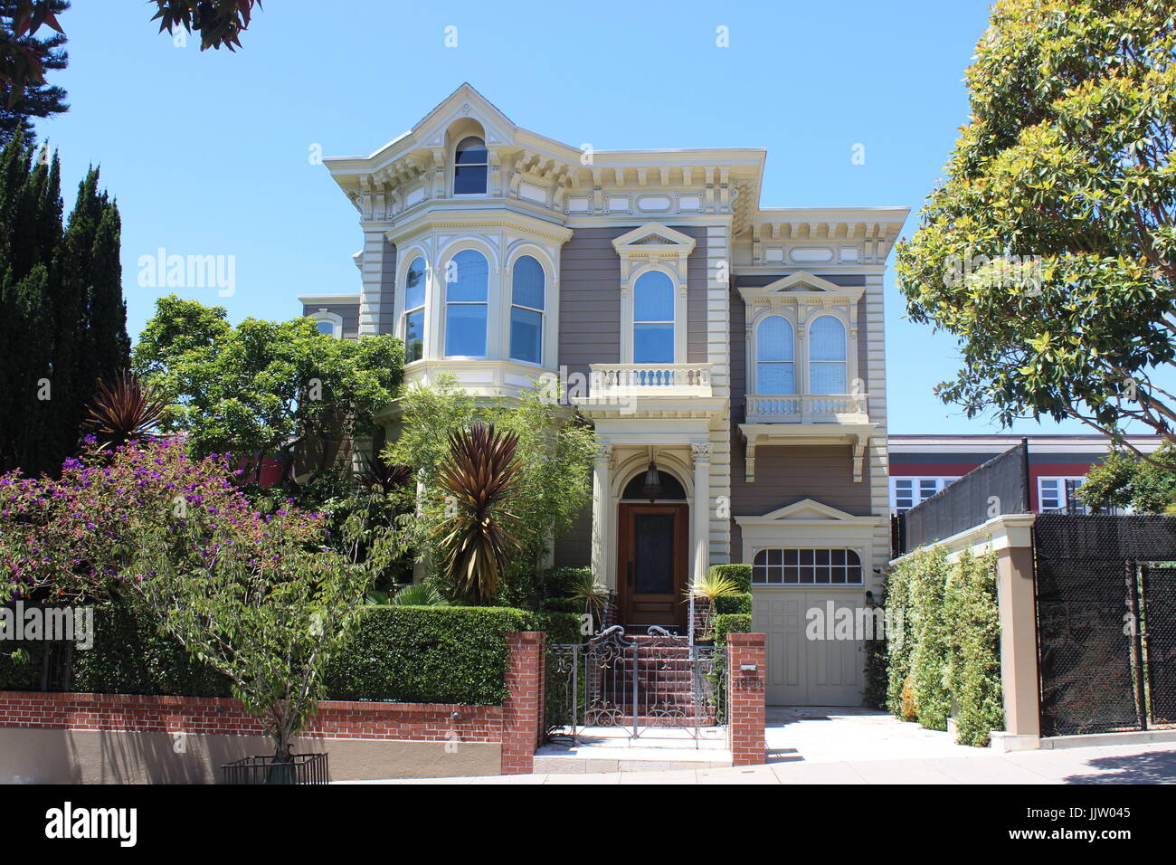 Ortman-Shumate House, Italianate/Queen Anne built 1870, Lower Pacific Heights, Upper Fillmore, San Francisco, California Stock Photo