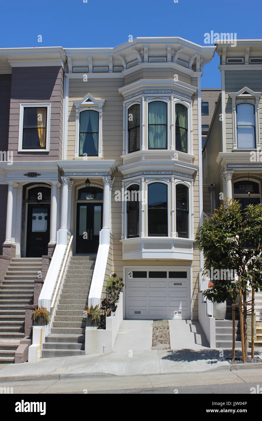 Italianate House built 1870s, Lower Pacific Heights, Upper Fillmore, San Francisco, California Stock Photo