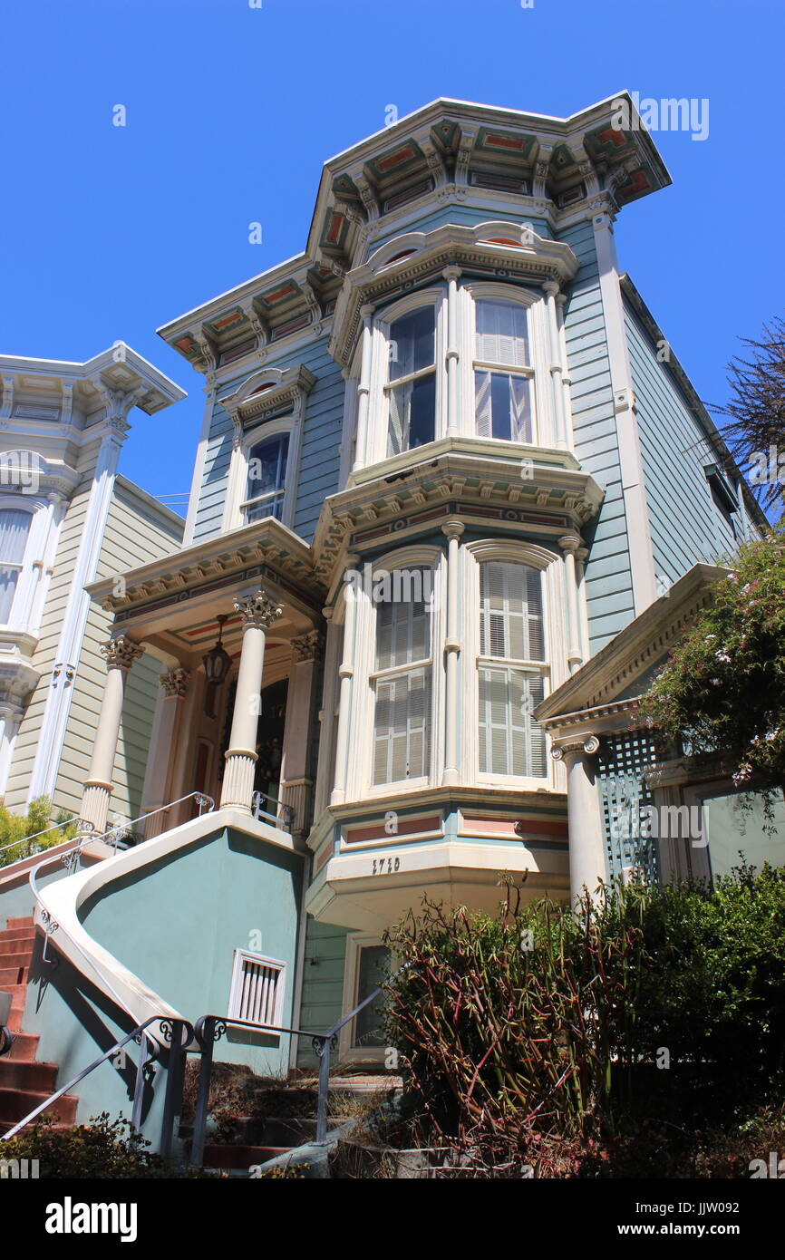 Italianate House built 1875-85, Lower Pacific Heights, Upper Fillmore, San Francisco, California Stock Photo