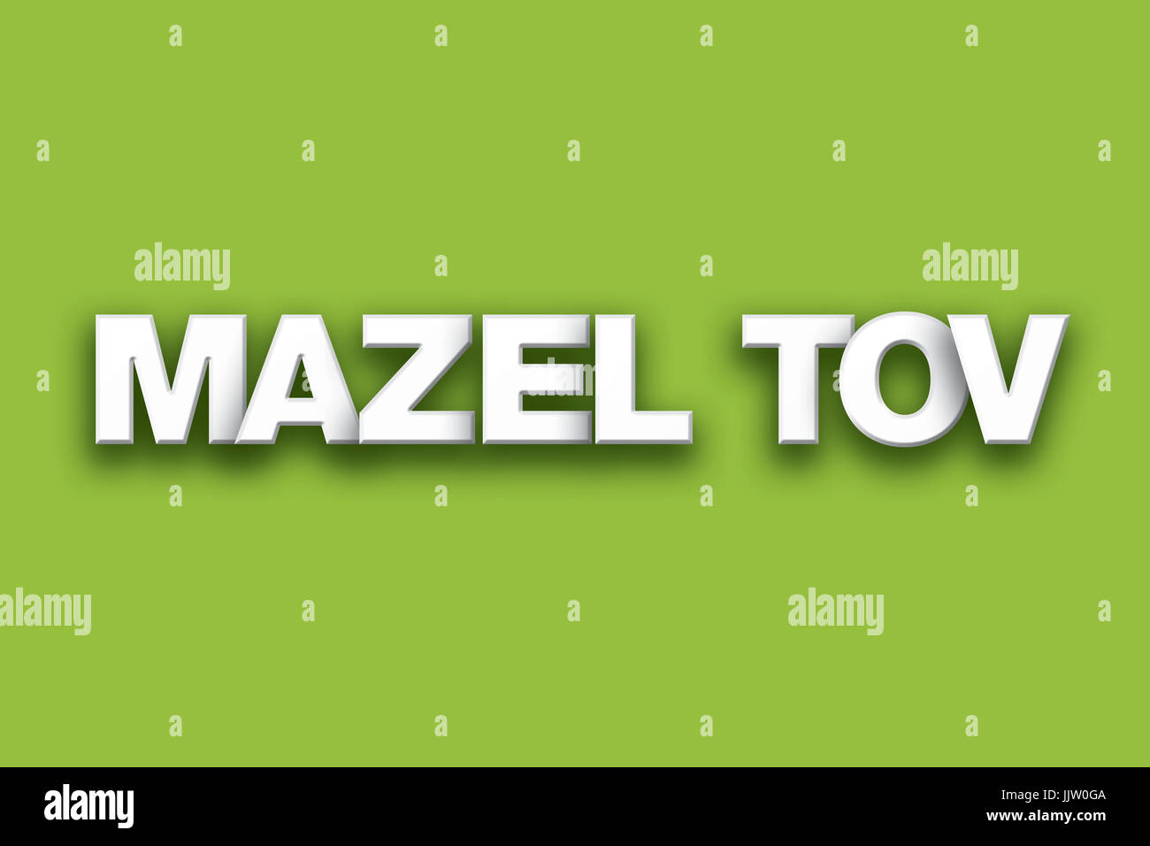 The words Mazel Tov concept written in white type on a colorful