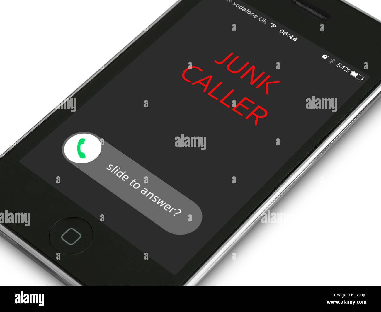 Concept image nuisance junk phone call on iPhone mobile