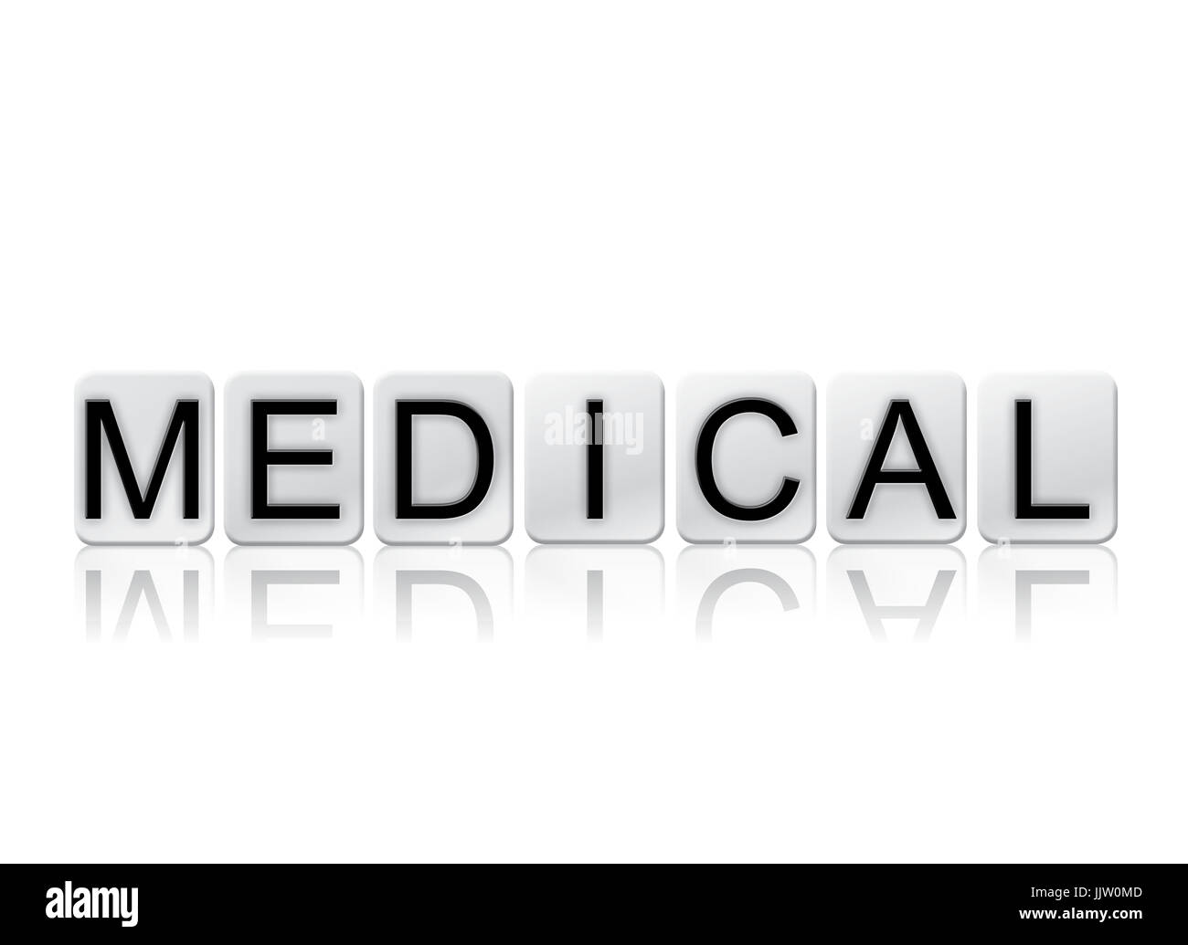 The word Medical concept and theme written in white tiles and isolated