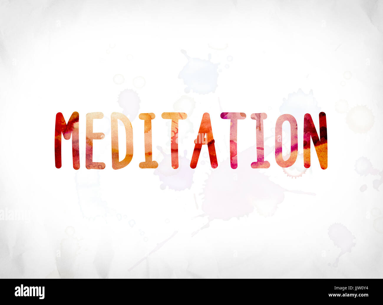 The word Meditation concept and theme painted in colorful watercolors