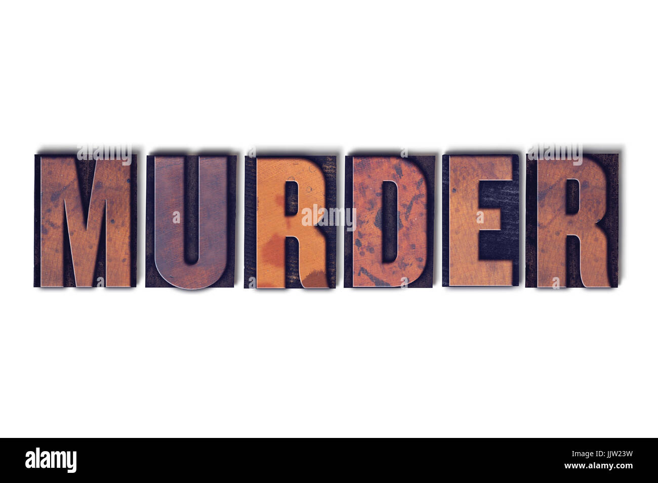 The word Murder concept and theme written in vintage wooden letterpress ...