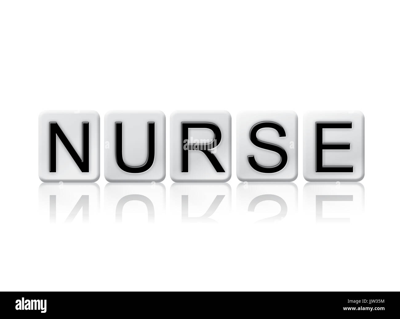 The word Nurse concept and theme written in white tiles and isolated on