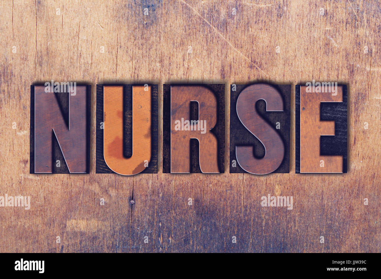 The word Nurse concept and theme written in vintage wooden letterpress