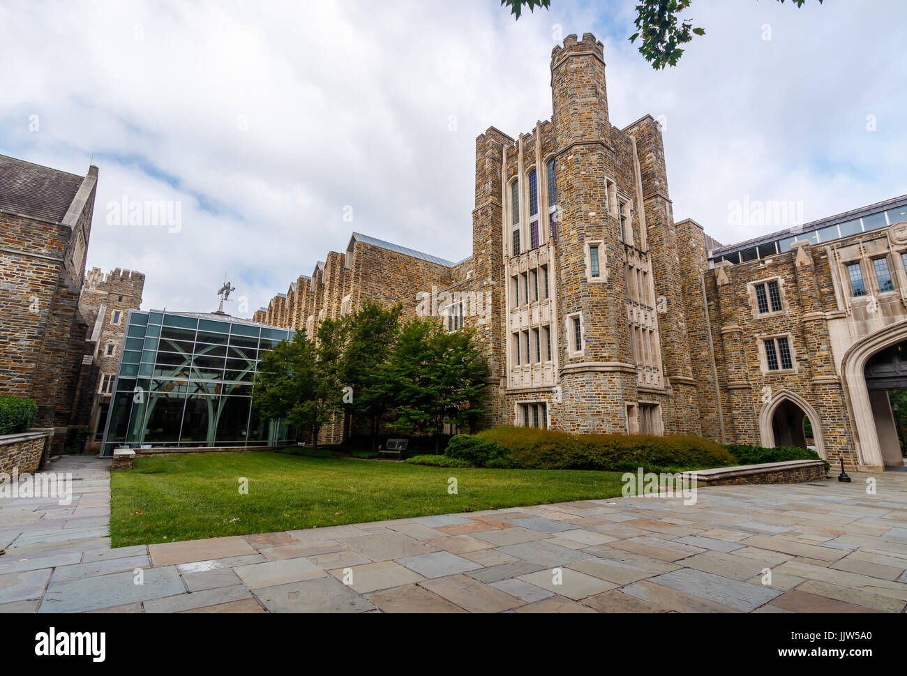 Perkins Library and Rubinstein Library on June 18, 2017 at Duke University in Durham, North Carolina. Stock Photo