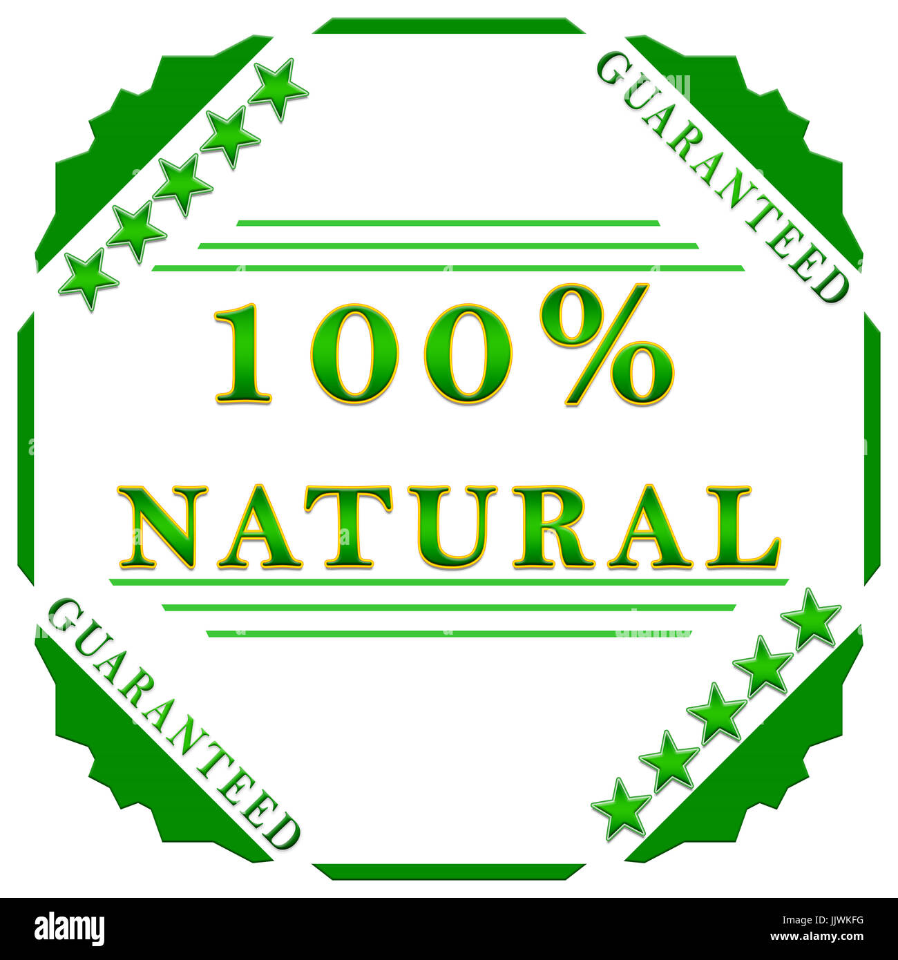 100 percent natural guaranteed badge on white background Stock Photo