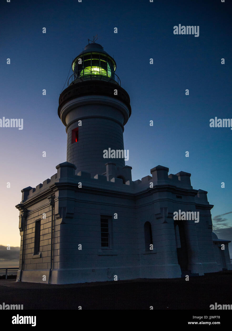 Byron Bay Lighthouse on a Sunrise Morning against the Clear Sky Stock