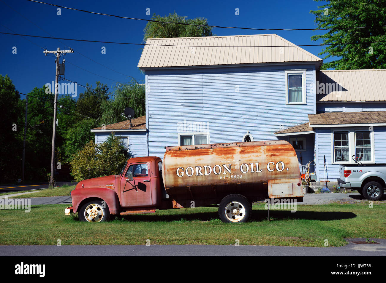 Vintage Chevrolet heating oil delivery truck Stock Photo Alamy