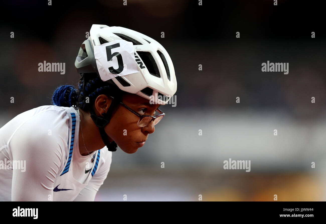 Great Britain's Kare Adenegan prior to the Women's 400m T34 Final during day seven of the 2017 World Para Athletics Championships at London Stadium. PRESS ASSOCIATION Photo. Picture date: Thursday July 20, 2017. See PA story Athletics Para. Photo credit should read: Simon Cooper/PA Wire. RESTRICTIONS: Editorial use only. No transmission of sound or moving images and no video simulation. Stock Photo