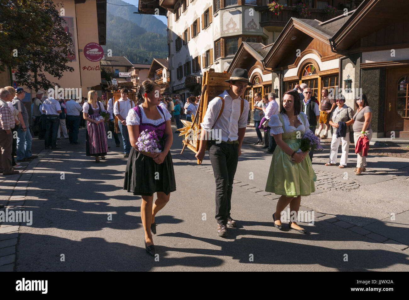 Austria, Tyrol, Mayrhofen, Almabtrieb transhumance festival, parade