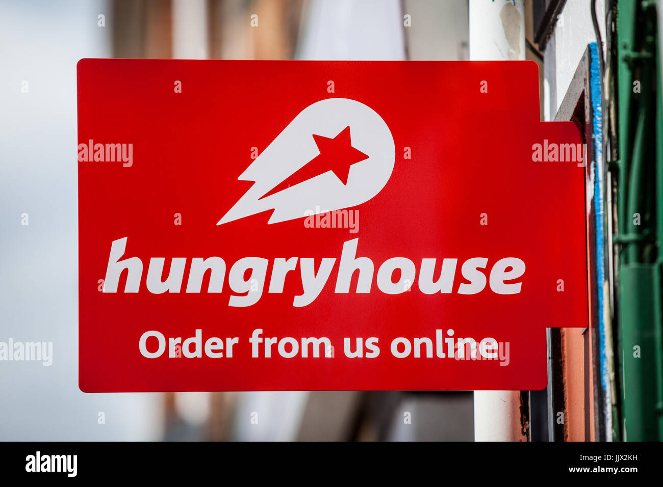 Hungryhouse sign outside a takeaway restaurant Stock Photo Alamy