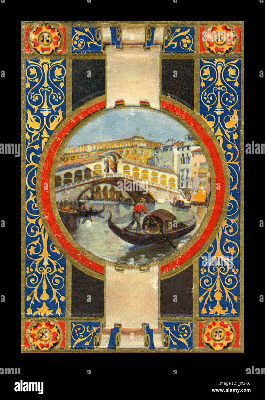 HISTORIC VENICE 1900's ANTIQUARIAN ILLUSTRATED GUIDE BOOK 'RICORDO de VENEZIA with ornate cover illustration Stock Photo
