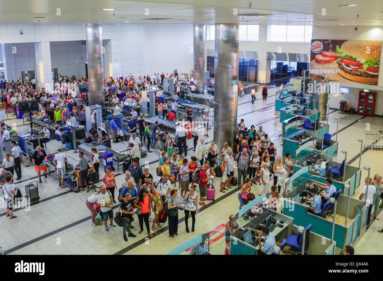 Security and passport control at Antalya International Airport, Turkey. Stock Photo