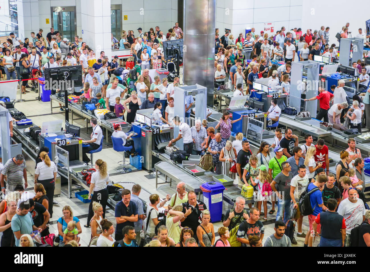 Security and passport control at Antalya International Airport, Turkey