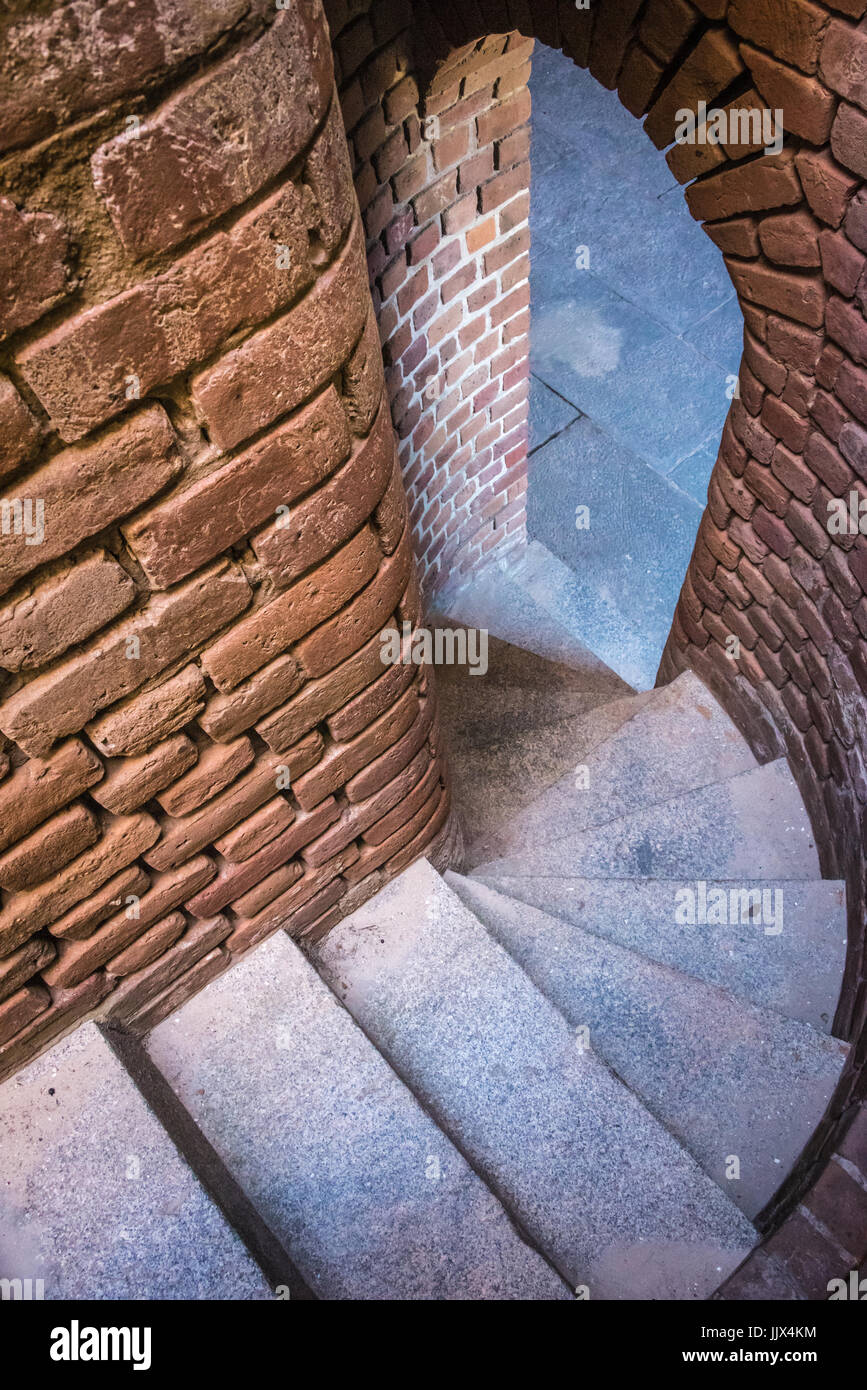Winding stairwell at Fort Clinch in Fort Clinch State Park on Amelia Island in Fernandina Beach, Florida, USA. Stock Photo