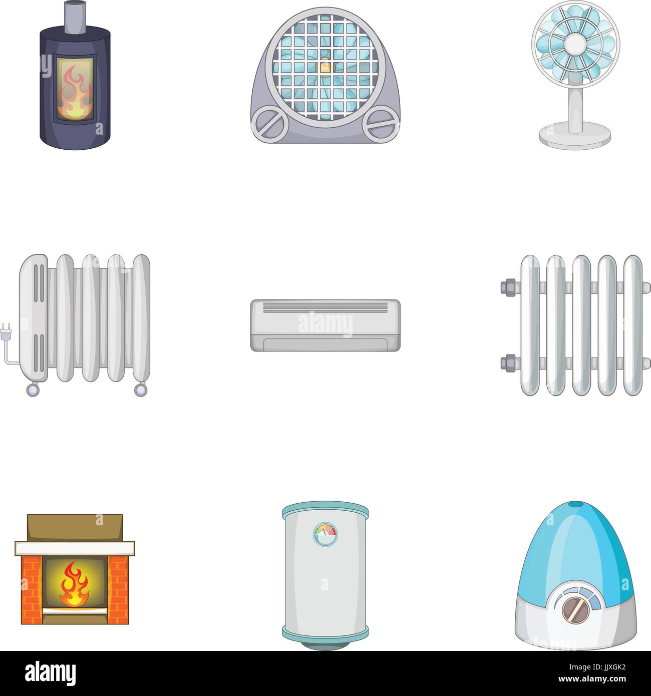Devices for heating and cooling houses icons set Stock Vector Image ...