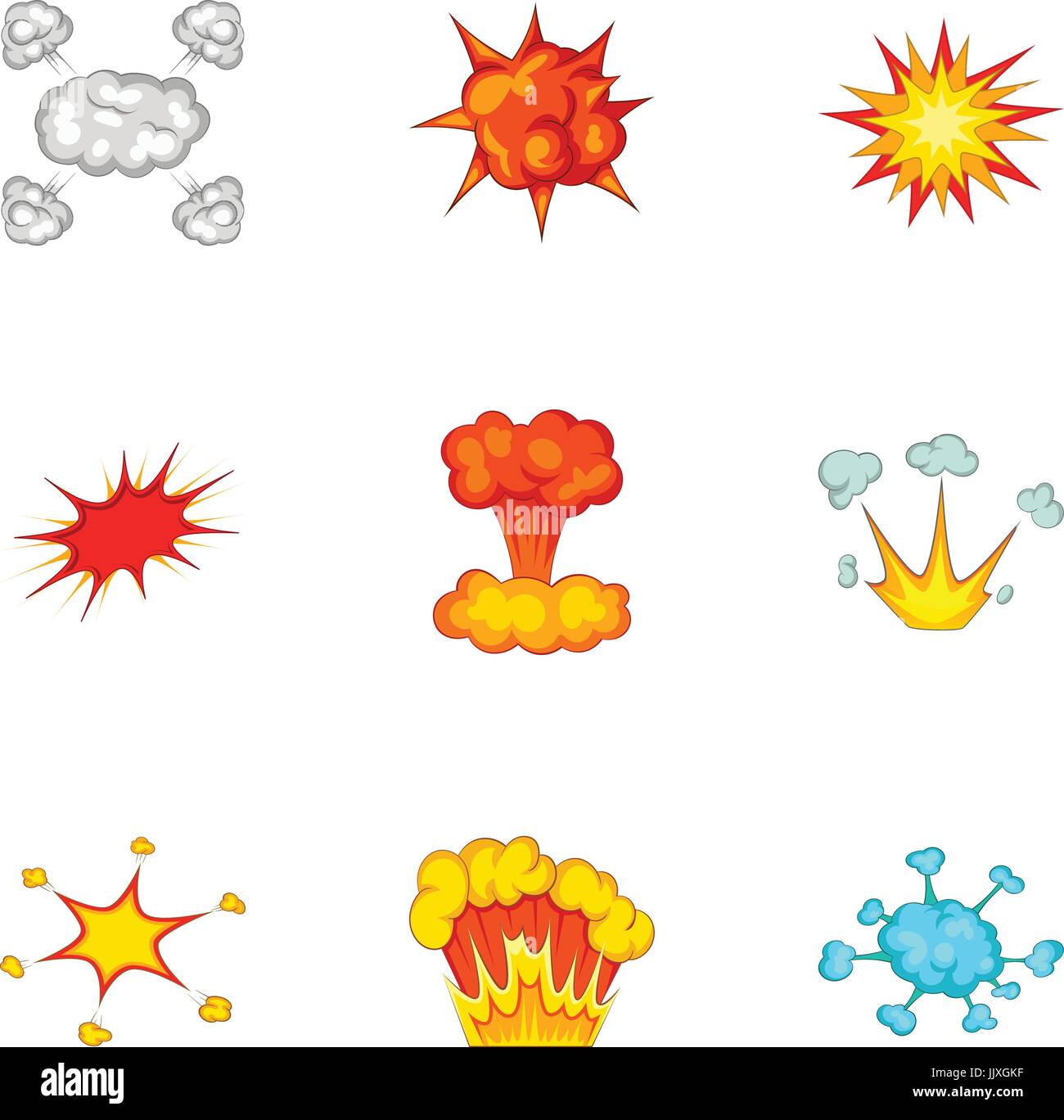 Abstract explosion icons set, cartoon style Stock Vector Image & Art ...