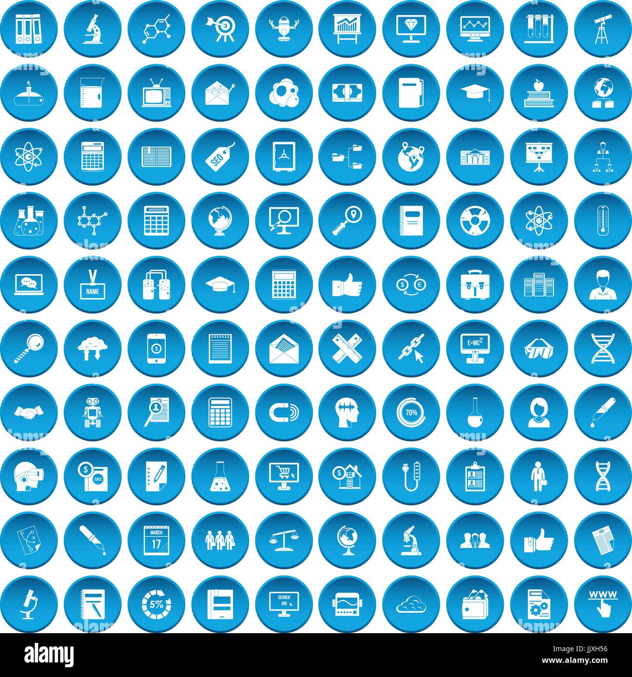 100 analytics icons set blue Stock Vector Image & Art - Alamy