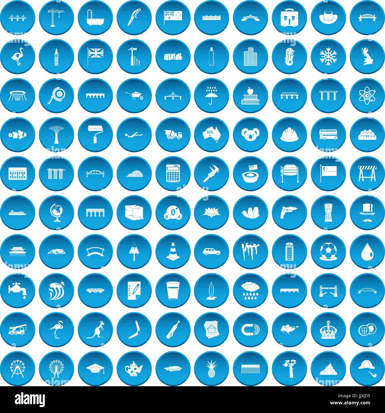 100 bridge icons set blue Stock Vector Image & Art - Alamy