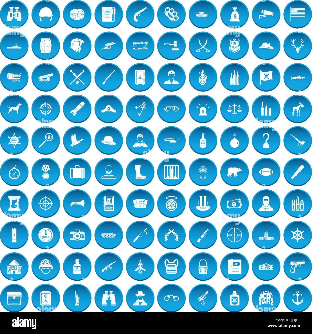 100 bullet icons set blue Stock Vector Image & Art - Alamy