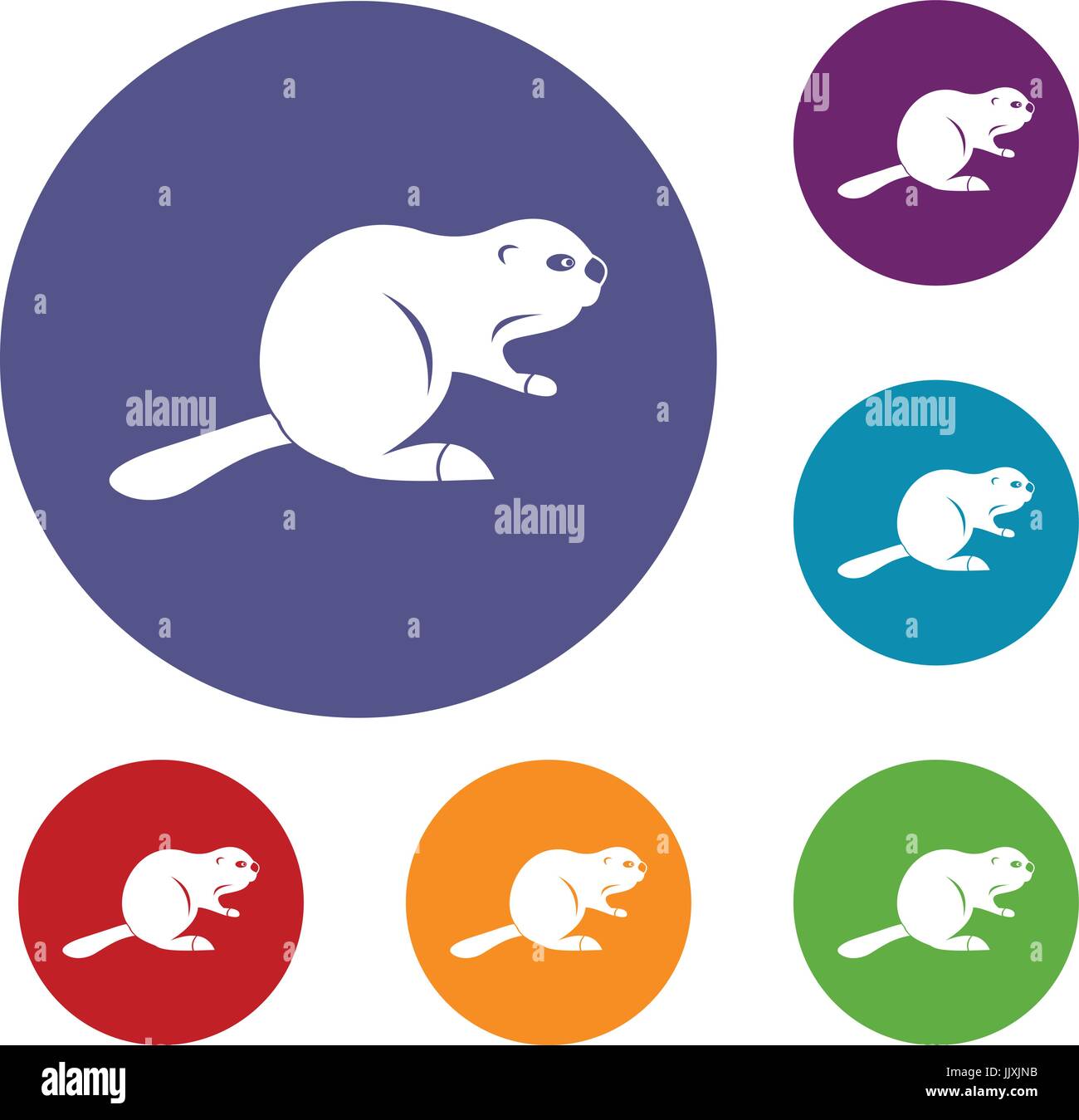 Canadian beaver icons set Stock Vector