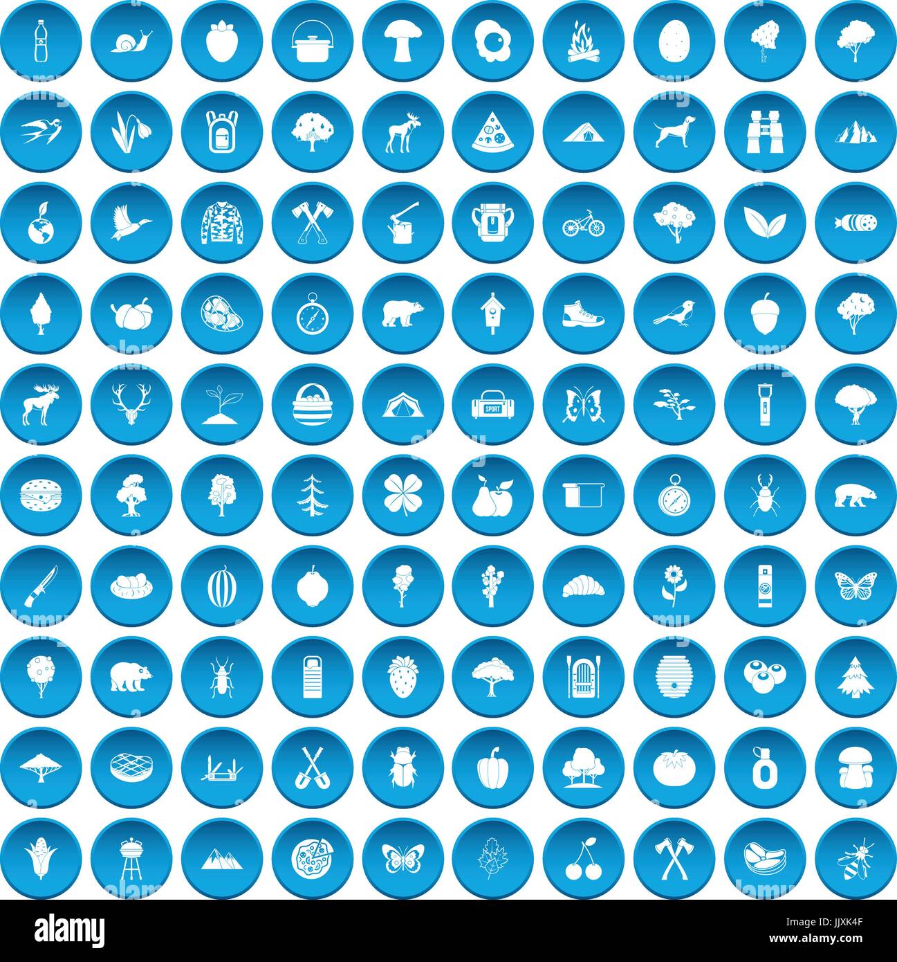 100 camping and nature icons set blue Stock Vector Image & Art - Alamy