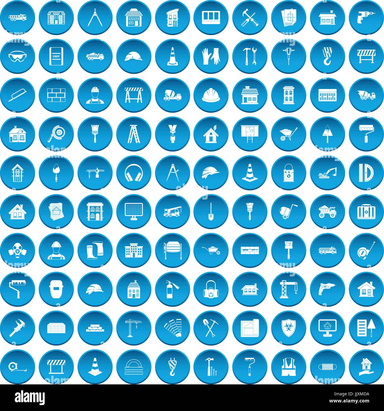 100 construction icons set blue Stock Vector Image & Art - Alamy