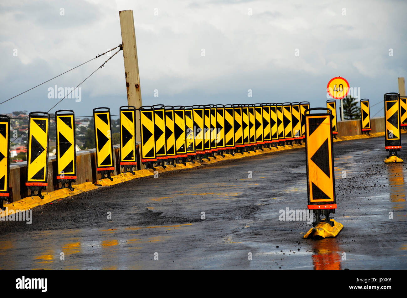 Reflective road warning signs Stock Photo Alamy