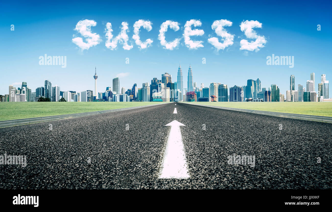 Concept of follow the right way to success road Stock Photo - Alamy