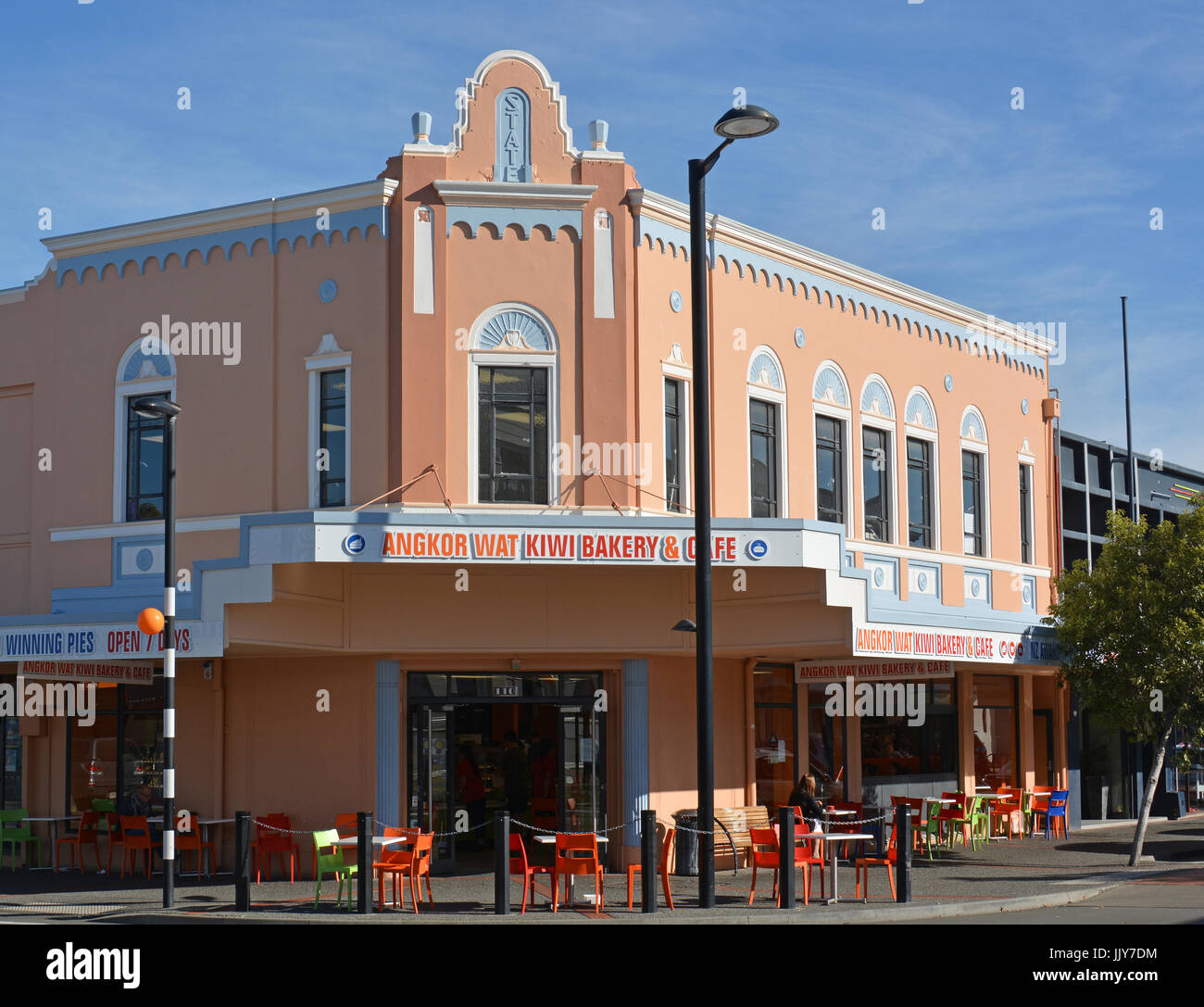 Napier - New Zeland - April 27, 2017: The State Building Is an example of the  Art Deco style of architecture from the early 1930's. Stock Photo