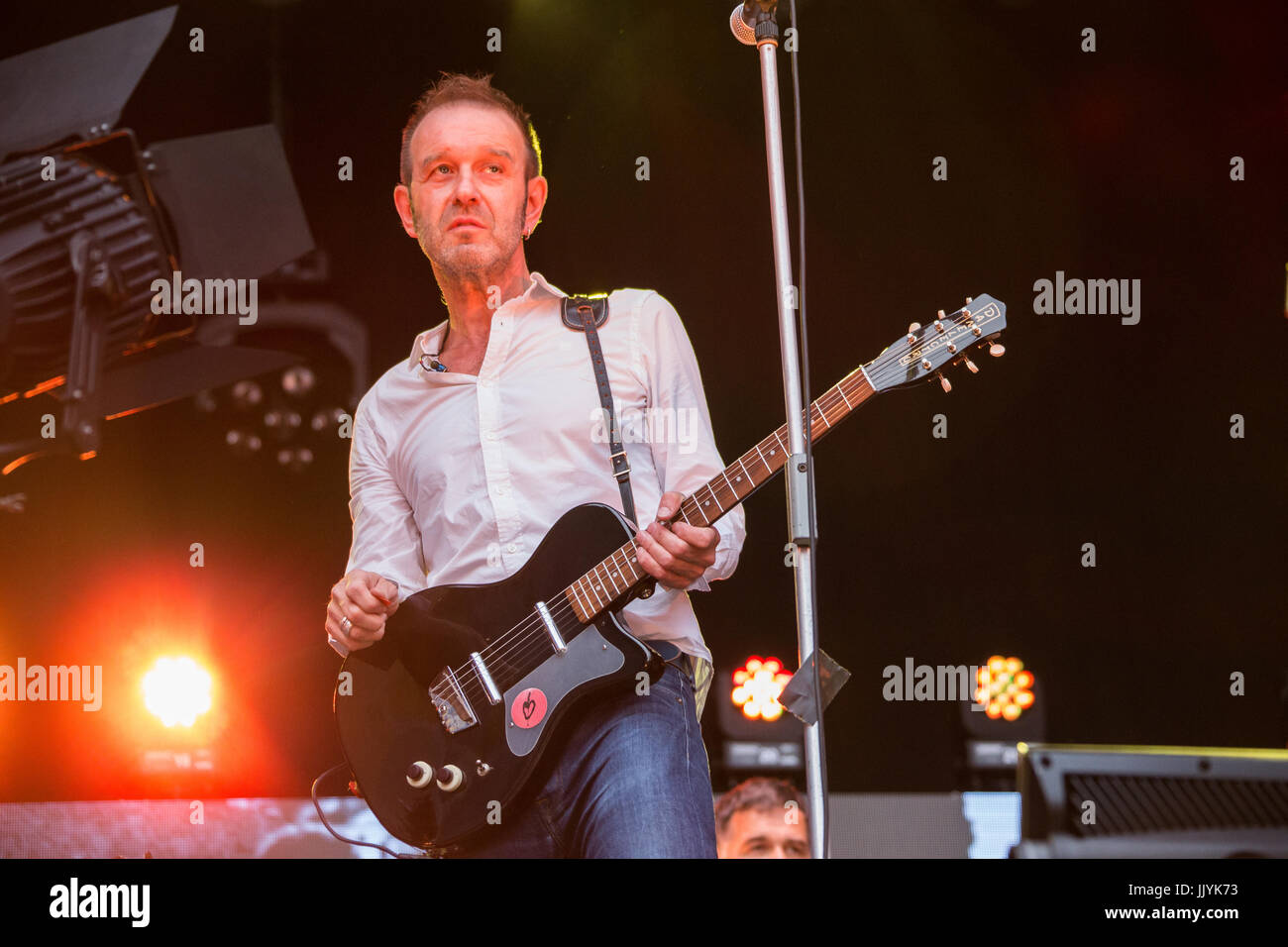 Locarno, Switzerland. 20th July, 2017. The Swiss rock band ZURI WEST  performs live on stage in Piazza Grande during the "Moon & Stars 2017"  Credit: Rodolfo Sassano/Alamy Live News Stock Photo -