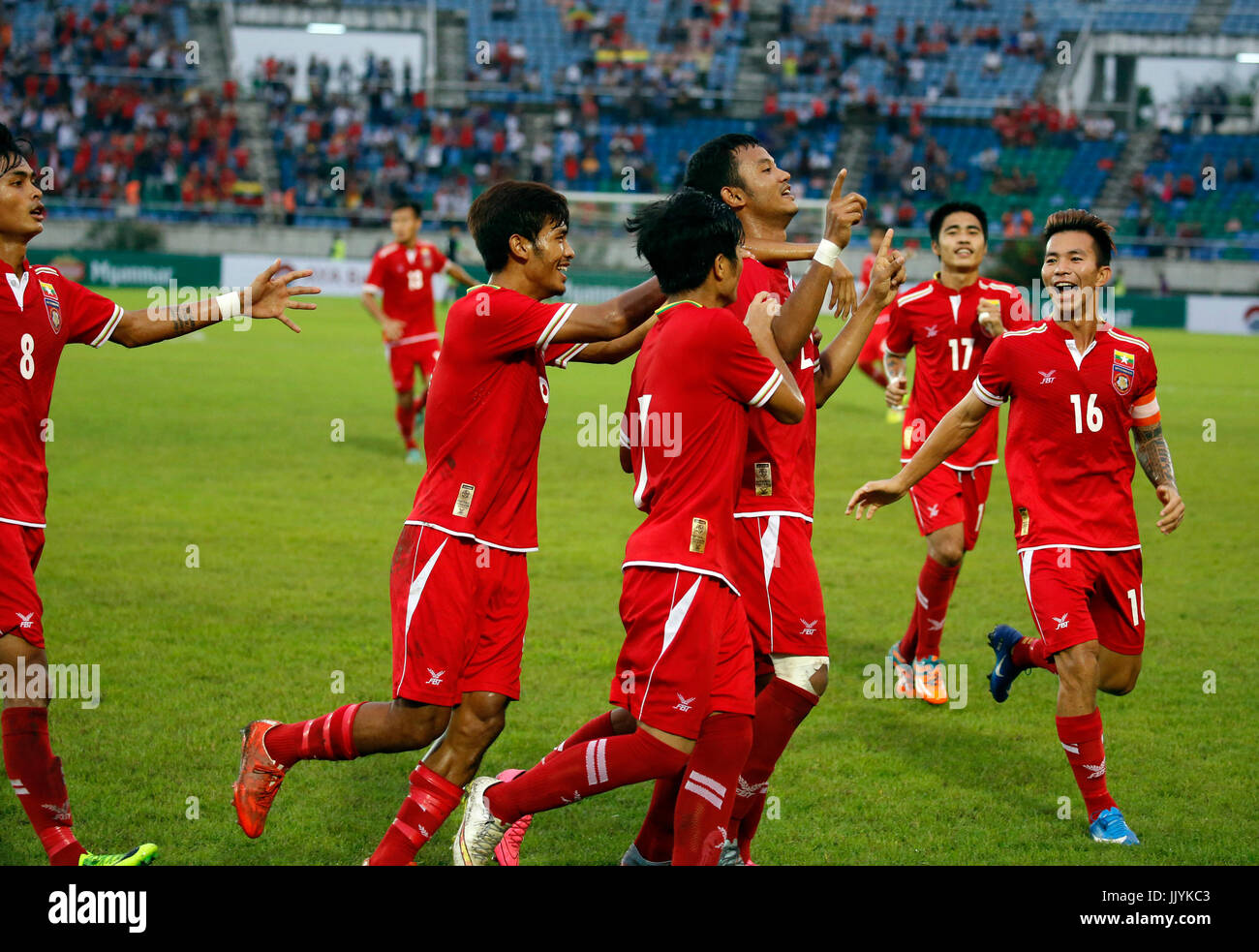 Yangon, Myanmar. 21st July, 2017. Players of Myanmar celebrate after