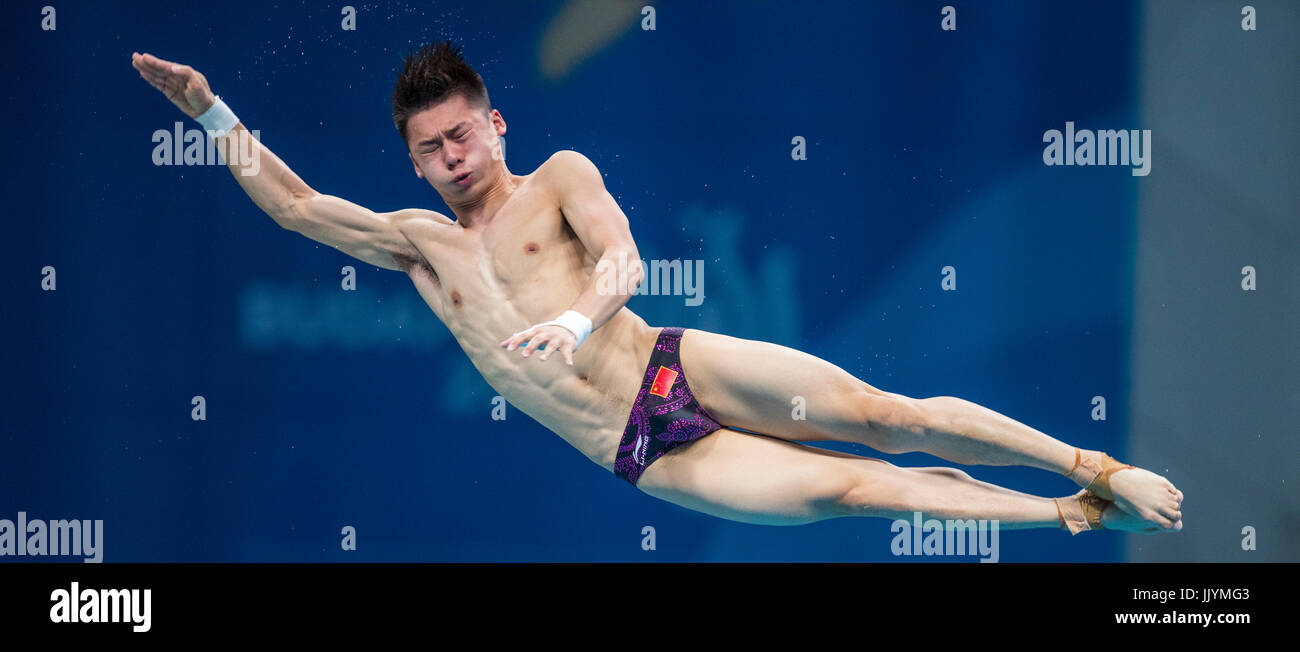 Budapest, Hungary. 21st July, 2017. Aisen Chen from China in action during the men's 10m diving qualification round at the FINA World Championships 2017 in Budapest, Hungary, 21 July 2017. Photo: Jens Büttner/dpa-Zentralbild/dpa/Alamy Live News Stock Photo
