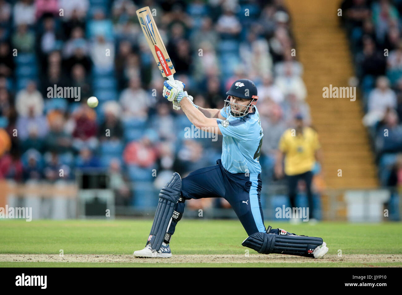 Leeds, UK. 21st July, 2017. SE Marsh (43) hits the ball to the boundary for 4 as Yorkshire Vikings reach 179 for 5 in their 20 overs during the Natwest T20 Blast game between Yorkshire County Cricket Club v Warwickshire County Cricket Club on Friday 21 July 2017. Photo by Mark P Doherty. Credit: Caught Light Photography Limited/Alamy Live News Stock Photo